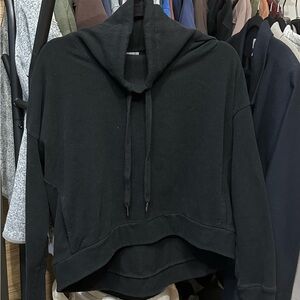 Sweaty Betty Black Velvet-Feel Cowl Neck Sweatshirt | Size Large | Made in UK